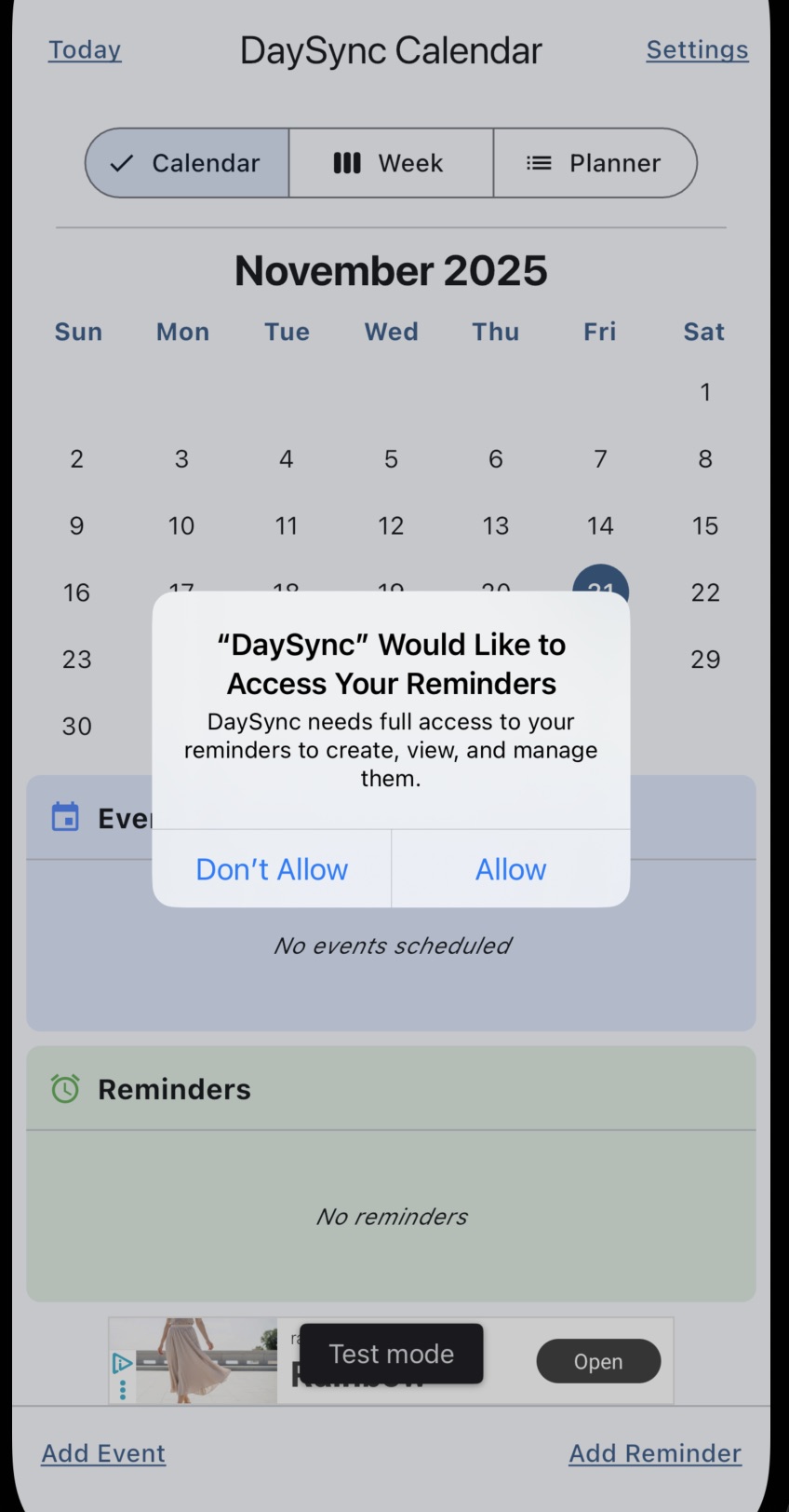 DaySync Reminder Access